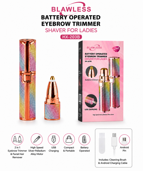 2 in 1 USB Rechargeable Eyebrow Trimmer, Facial Hair Remover for Women