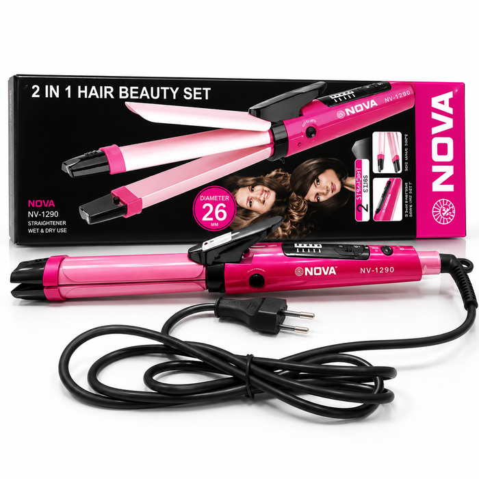 Nova 2 in 1 Hair Curler & Straightener